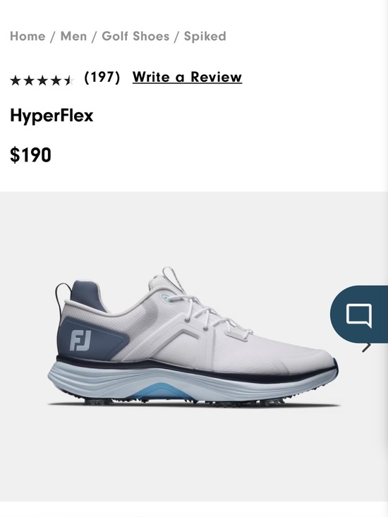 FootJoy Other - FootJoy HyperFlex Men’s White with Navy and Light Blue Golf Spiked Shoe